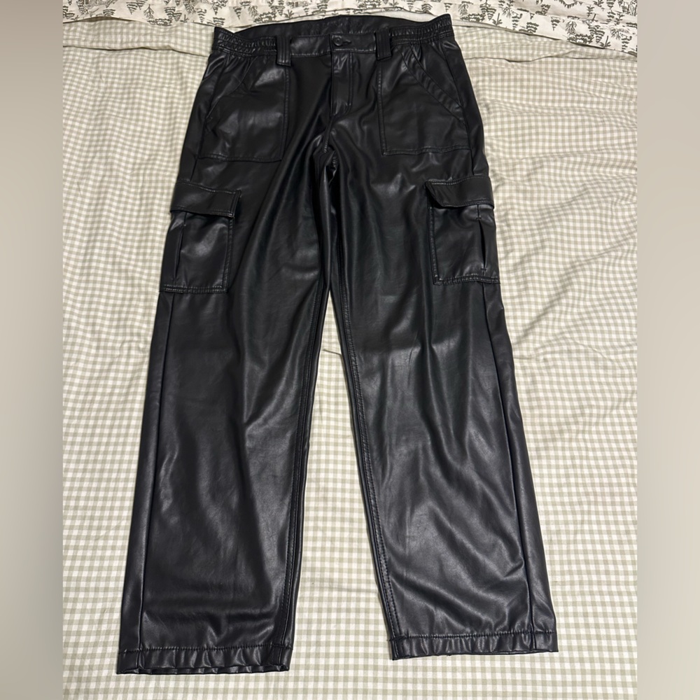 American Eagle Outfitters Black Leather Cargo Pants